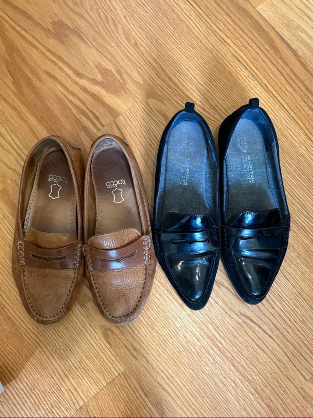 Bass and Dr Scholl’s penny loafers